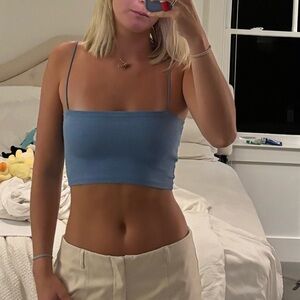 Zara Light Blue Ribbed Top